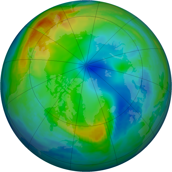 Arctic ozone map for 29 November 1982